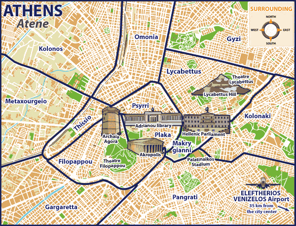mapa Atenas thissio