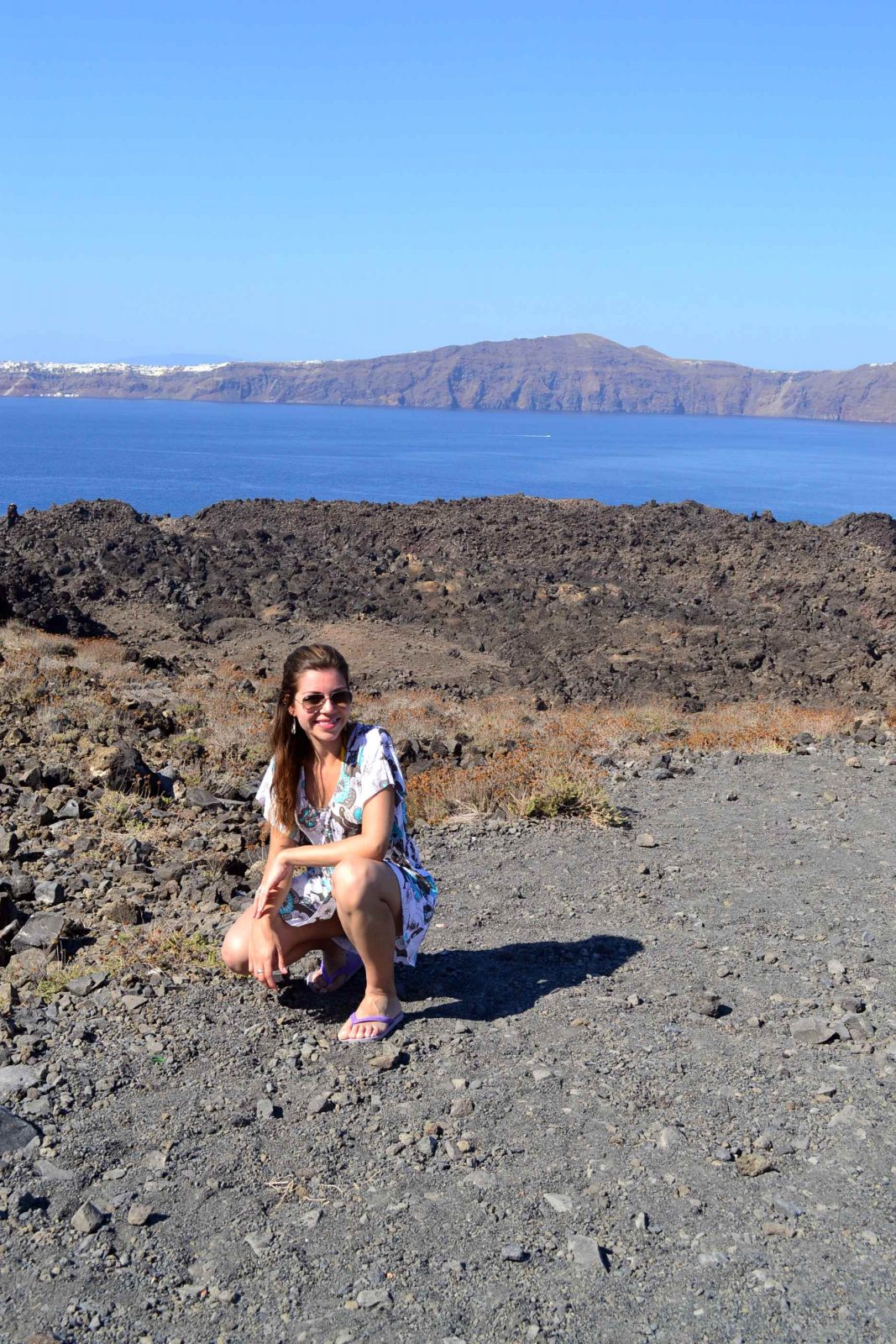 Santorini e a cratera do vulcao