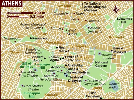 mapa Atenas pontos turisticos