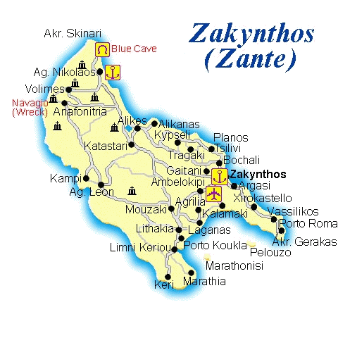 mapa ilha zakynthos